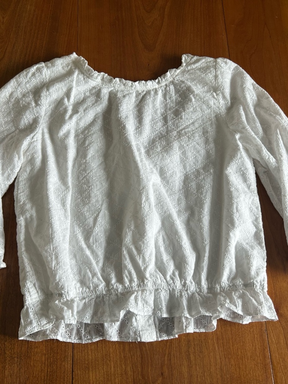 Neuflora White Eyelet Button-Front Peasant Blouse - Picture 2 of 4